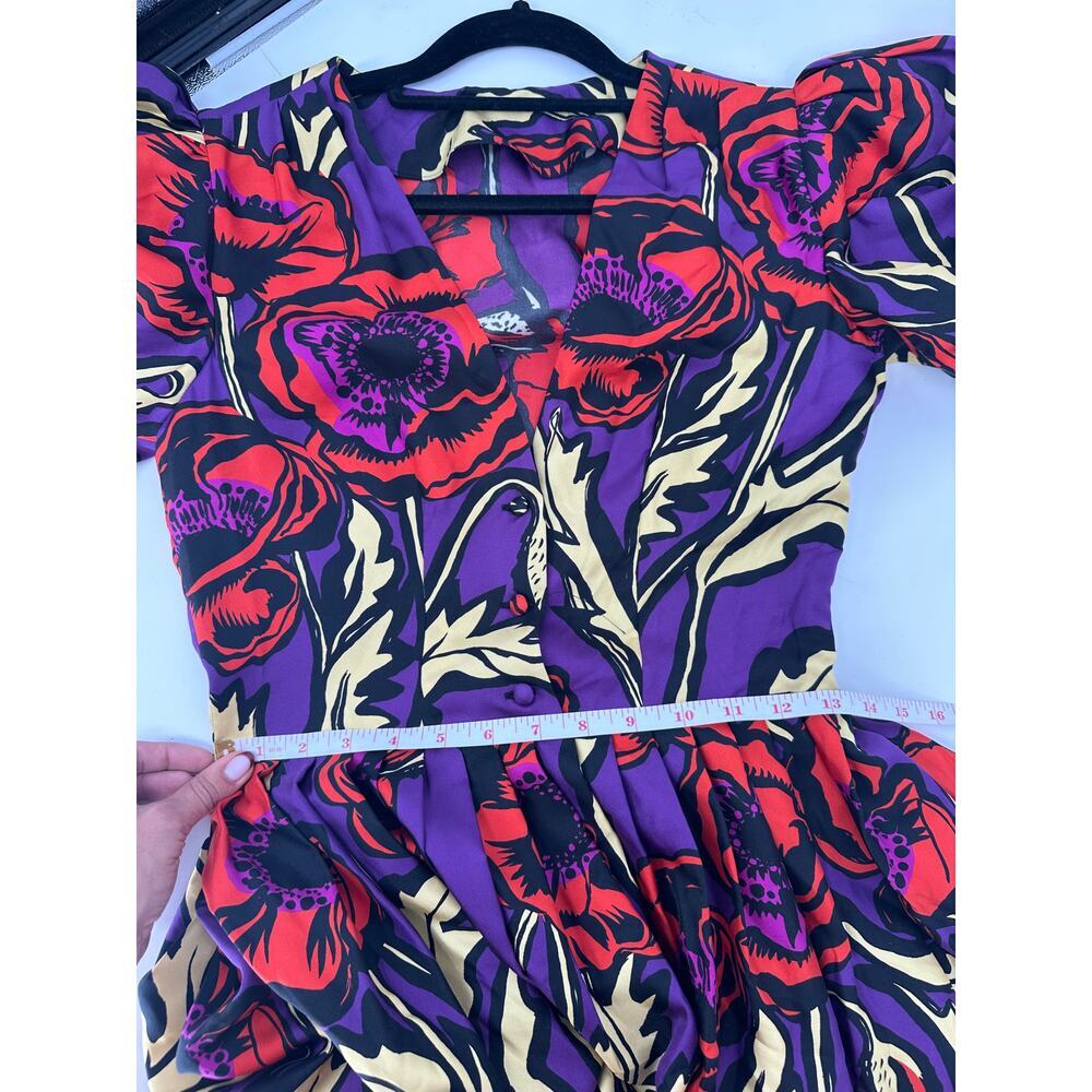 LA DoubleJ Purple Maxi Dress with Red Floral Print and Yellow Leaves - Picture 7 of 8